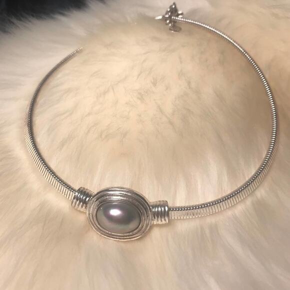 Christian Dior VTG 80s Silver Tone Choker & Earrings Set with Dior Gift Box - Picture 8 of 16